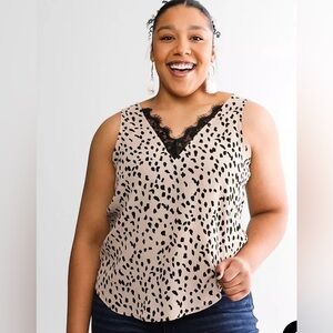 Daytrip Woven Print Tank Top Size Small Sleeveless V-Neck Lightweight Blouse